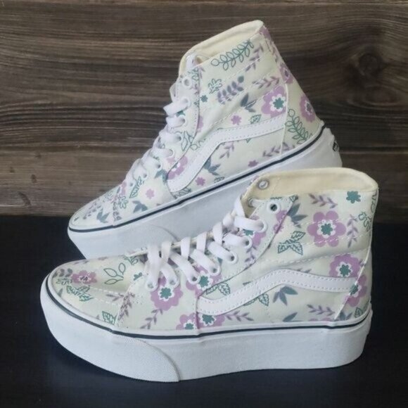New Vans Womens Sk8 Hi Tapered Floral Platform Shoes Size 6.5 Pastel Fairy - Picture 2 of 9
